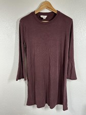 Sadie & Sage Tunic Dress Womens Small Purple Bell Sleeve Long Made in USA Boho