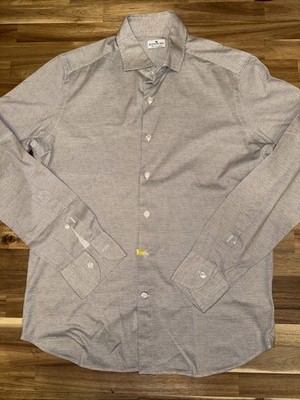 Sonrisa Casual Button Down Shirt Size Medium In Brown & White 100% Cotton