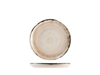 H&H Piatto Pane Handwerk Steinzeug Beige Grau Rand Grau 14 Cm