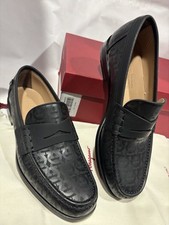ferragamo mens shoes 6.5ee black leather Gancini Port