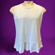 Halogen Blouse Sexy Soft Flowy Sleeveless Work Y2K Ruffle Ethereal Fairy Cottage