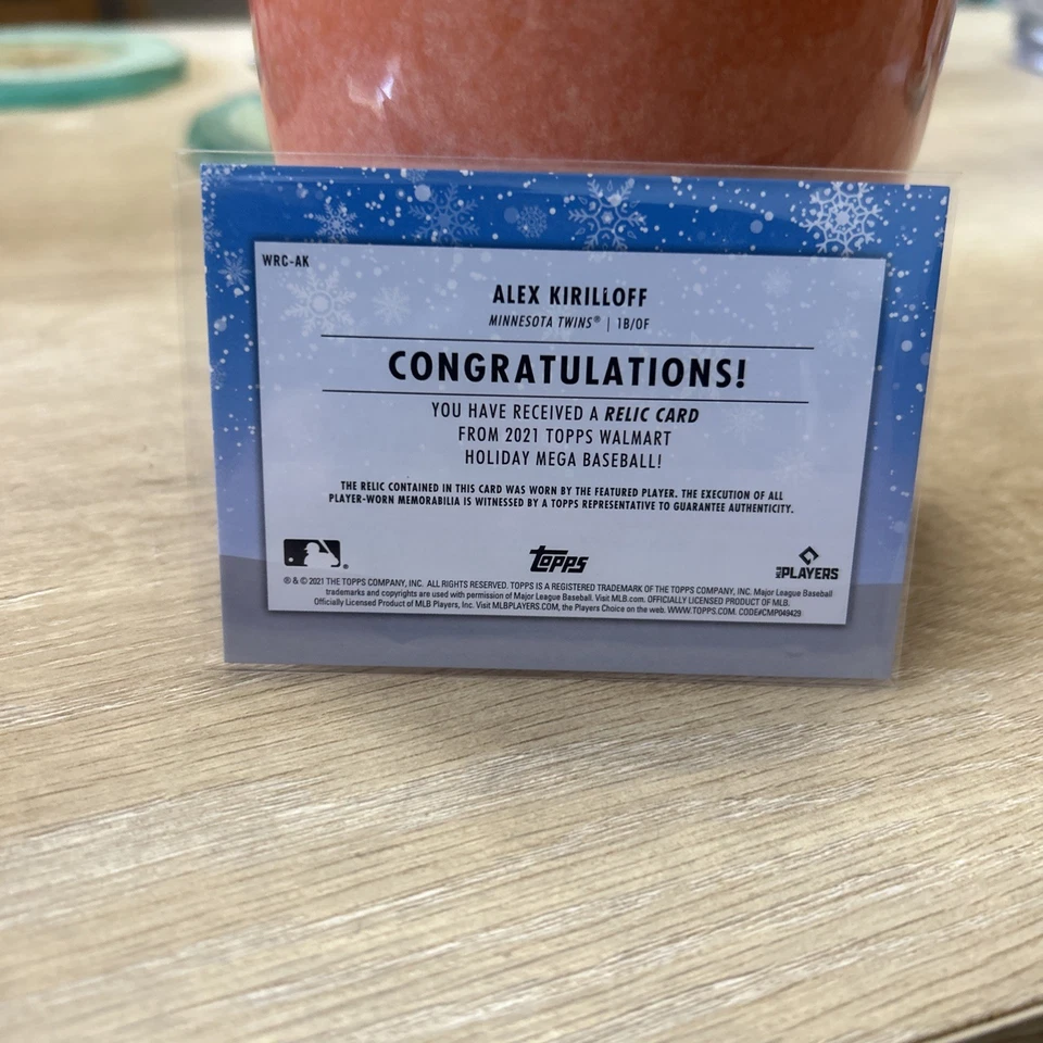 2021 Topps Holiday - Walmart Mega Box Relics Alex Kirilloff #WRC-AK (MEM, RC) - Image 2 of 2