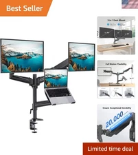 Ergonomic Dual Monitor and Laptop Stand with Adjustable Arms for Optimal Viewing