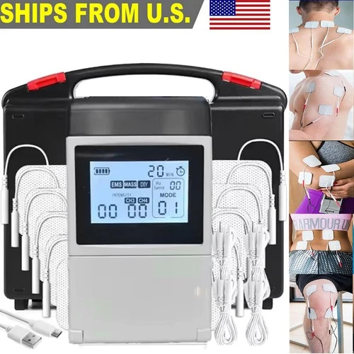 TENS 7000 Digital Pain Management Unit OTC Muscle Stimulator 4 Channel with Pads
