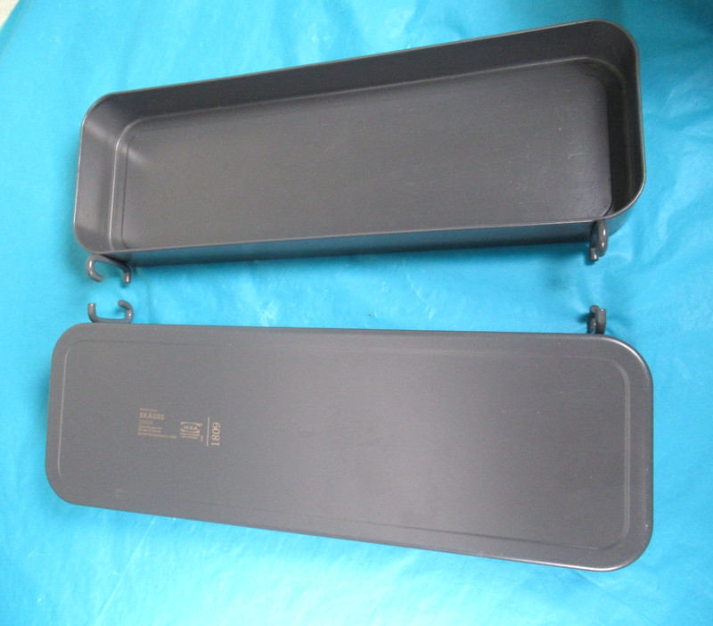 Ikea Skadis #1809 2 Peg Board Trays Gray 11 inches long, 3.5 wide