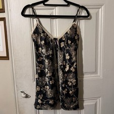 Victoria  s Secret Floral Satin Lace Trim Slip Nightgown/Top XS