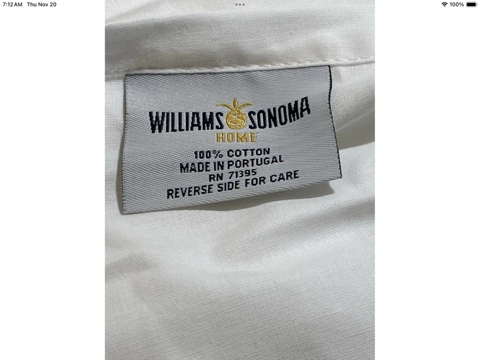 William Sonoma Home Cotton White Queen Bed Skirt Tailored Hemstitch 15” Drop NEW - Image 4 of 4