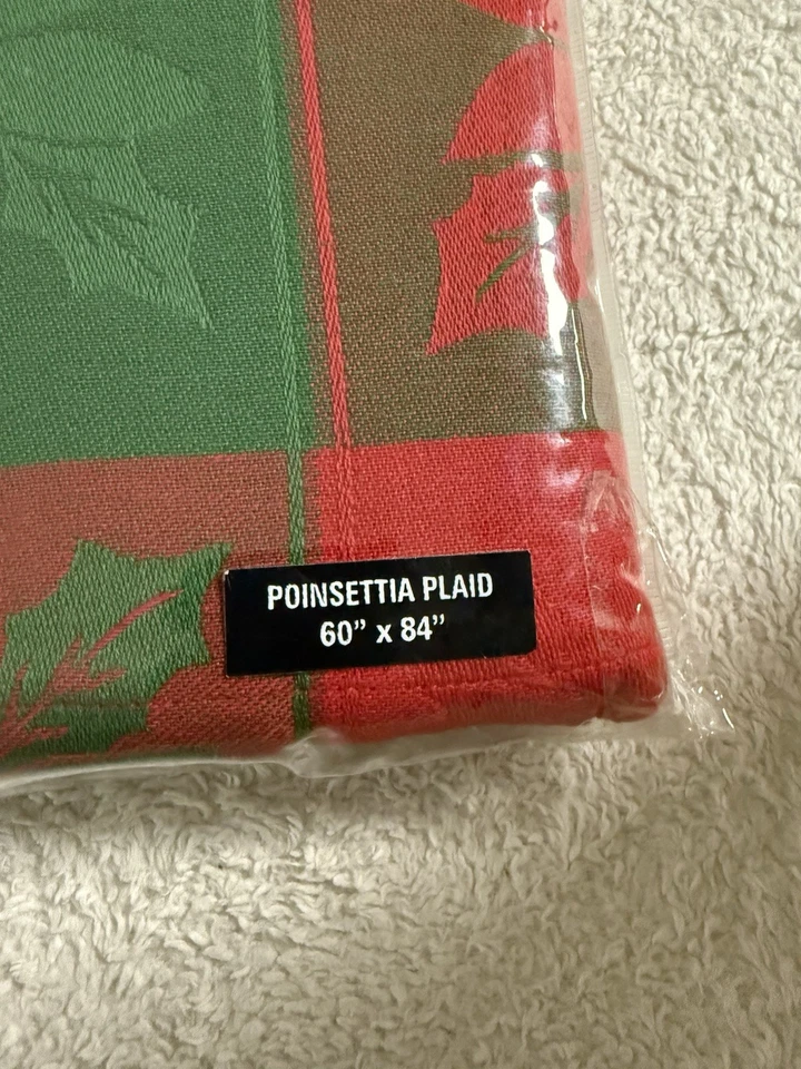 NEW POINSETTIA PLAID Tablecloth 60” x 84” Living Quarters Lifestyles 100% Cotton - Image 4 of 4