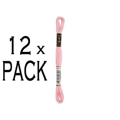 12x Anchor Sticktwist 8m, perlmutt, Baumwolle, Farbe 73, 6-fädig, VPE