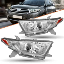 For 2011-2013 Toyota Highlander Chrome Headlights Amber Corner Left+Right Lamp