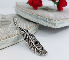 Silver Feather Pendant, Sterling 925 Silver Pendant  - BLACK HAWK