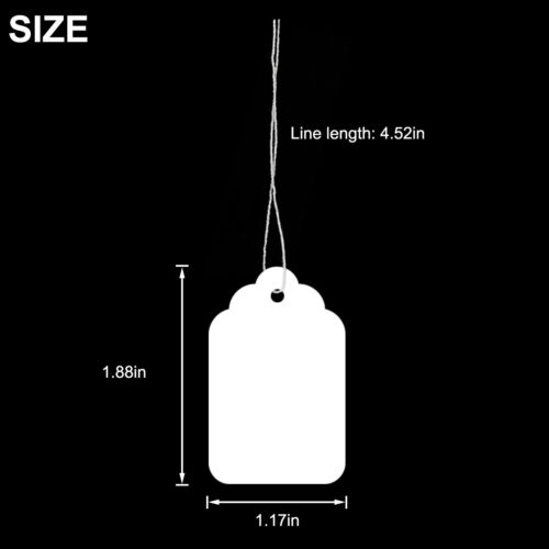 1000 Blank White Merchandise Price Tags with Strings Size #5 Retail Strung Label - Picture 2 of 11