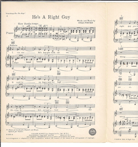 ETHEL MERMAN Sheet Music HE'S A RIGHT GUY / SOMETHING FOR THE BOYS Cole Porter - Picture 2 of 6