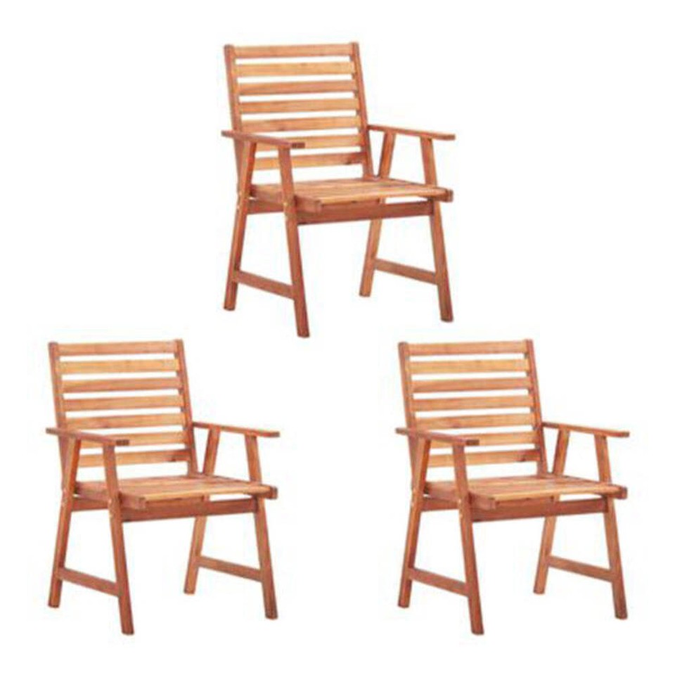 Outdoor Dining Chairs 3 Pcs With Grey Cushions Solid Acacia Wood eBay