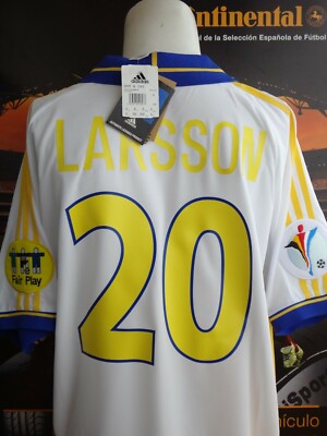 🇸🇪SWEDEN AWAY LARSSON EURO 2000 ADIDAS NEW SHIRT JERSEY MAGLIA