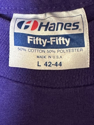 Vintage 90s Hanes T Shirt Large 42/44 Whistler Canada Purple Cotton Blend U of W - Picture 5 of 6
