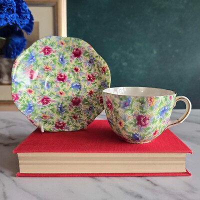 Vintage Taylor & Kent Longton England Teetasse Untertasse Chintz um 1939 Top Zustand