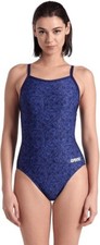 ARENA Girls Abstract Tiles Swimsut Competitive Lightdrop Navy Junior Size US 20