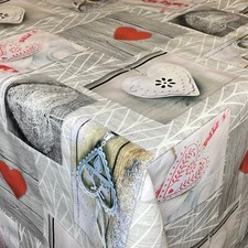 Tela Cerata Tovaglia di Natale Cuori Patchwork 35111 Angolare Rotondo Ovale
