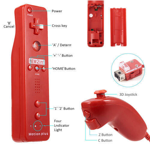 Control remoto y mando Nunchuck Built In Motion Plus + estuche para Nintendo Wii y Wii U - Imagen 5 de 14