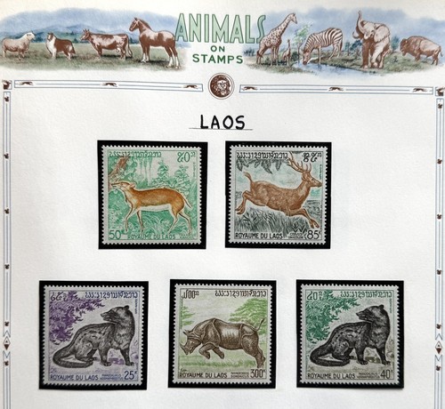 LAOS 1971 Animals Mammals Rhino 5v MNH Scott 219/222 CV$10 - 第 1/3 張圖片
