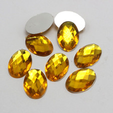 100 Gold Flatback Acrylic Rhinestone Oval Gems Beads 13X18mm No Hole Glue On
