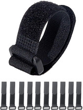 Fastening Nylon Strap with Buckle,10Pack Reusable Self-Adhesive Hook and Loop Ca