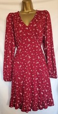 Bnwt Next Look Burgundy Floral Dress 12 Everyday Party Casual Work New