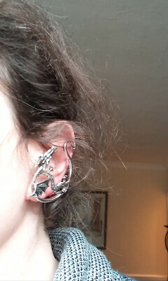 Gothic Silber Drache Schlange Ohr Manschette Clip Wickel Ohrstecker Neu Punk Geschenk