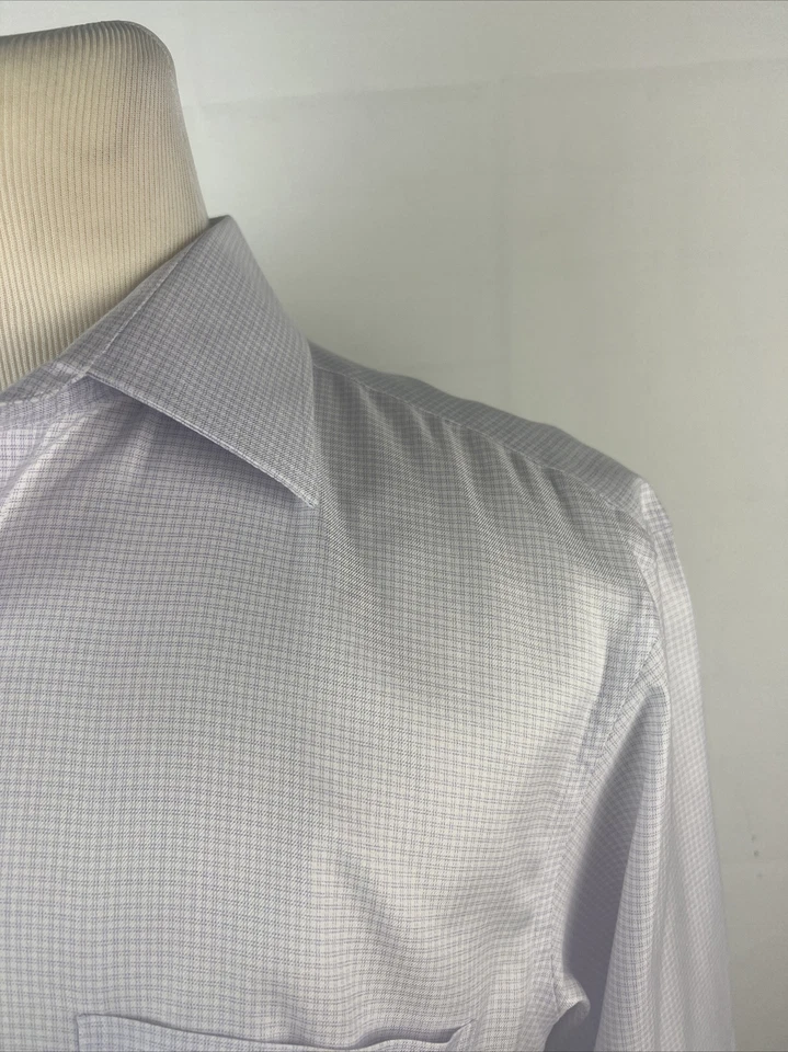 Camisa de vestir Hart Schaffner Marx de algodón a cuadros púrpura lavanda para hombre 16,5 34 $195 Foto 2 de 4