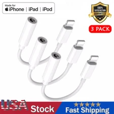 3PCS For iPhone Headphone Adapter Jack 8Pin to 3.5mm Aux Cord Dongle Converter🔥