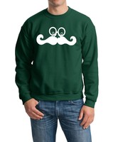 Mustache Face Mens Sweatshirt White All Sizes Forest Green Mustache Face Mens Sweatshirt White All Sizes Forest Green