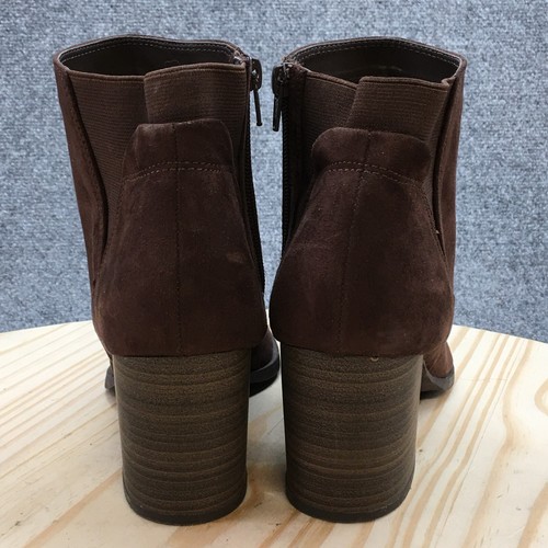 Lauren Conrad Boots Womens 9 W Wide Adelynn Ankle Brown Faux Suede Heels Zip - Picture 7 of 14