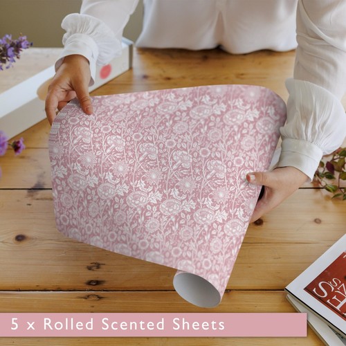 Fragrant ROSE Scented Drawer Liners PINK William Morris Design Pack of 5 Sheets - Picture 8 of 8
