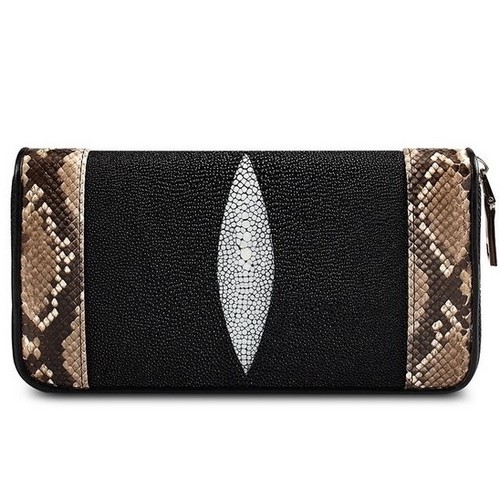 STINGRAY WITH PYTHON SKIN UNISEX WALLET PURSE HANDMADE GOOD FINE STITCHED EXPORT - Picture 1 of 6