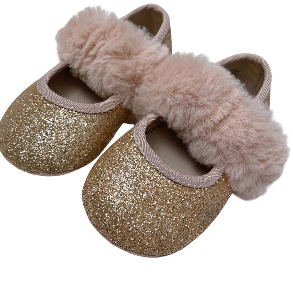 Childrens Place Baby Shoes 6-12 mo Pink Ballet Faux Fur Princess Fairy Sparkle - Image 3 of 4