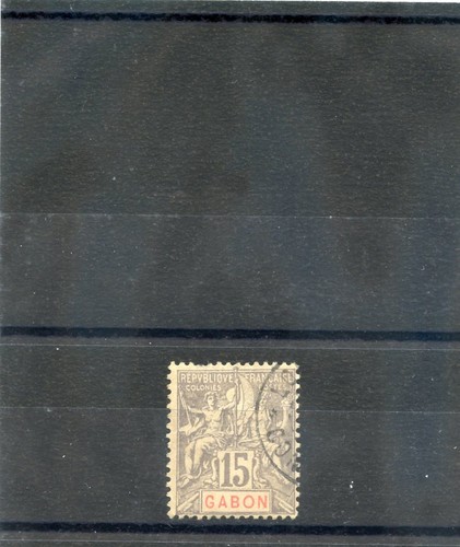 GABON Sc 21(YT 21)F-VF USED 1904 15c GREY $16 - 第 1/1 張圖片