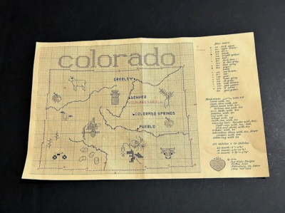 VTG Sue Hills Designs--Colorado--Counted Cross Stitch State Map Pattern Chart