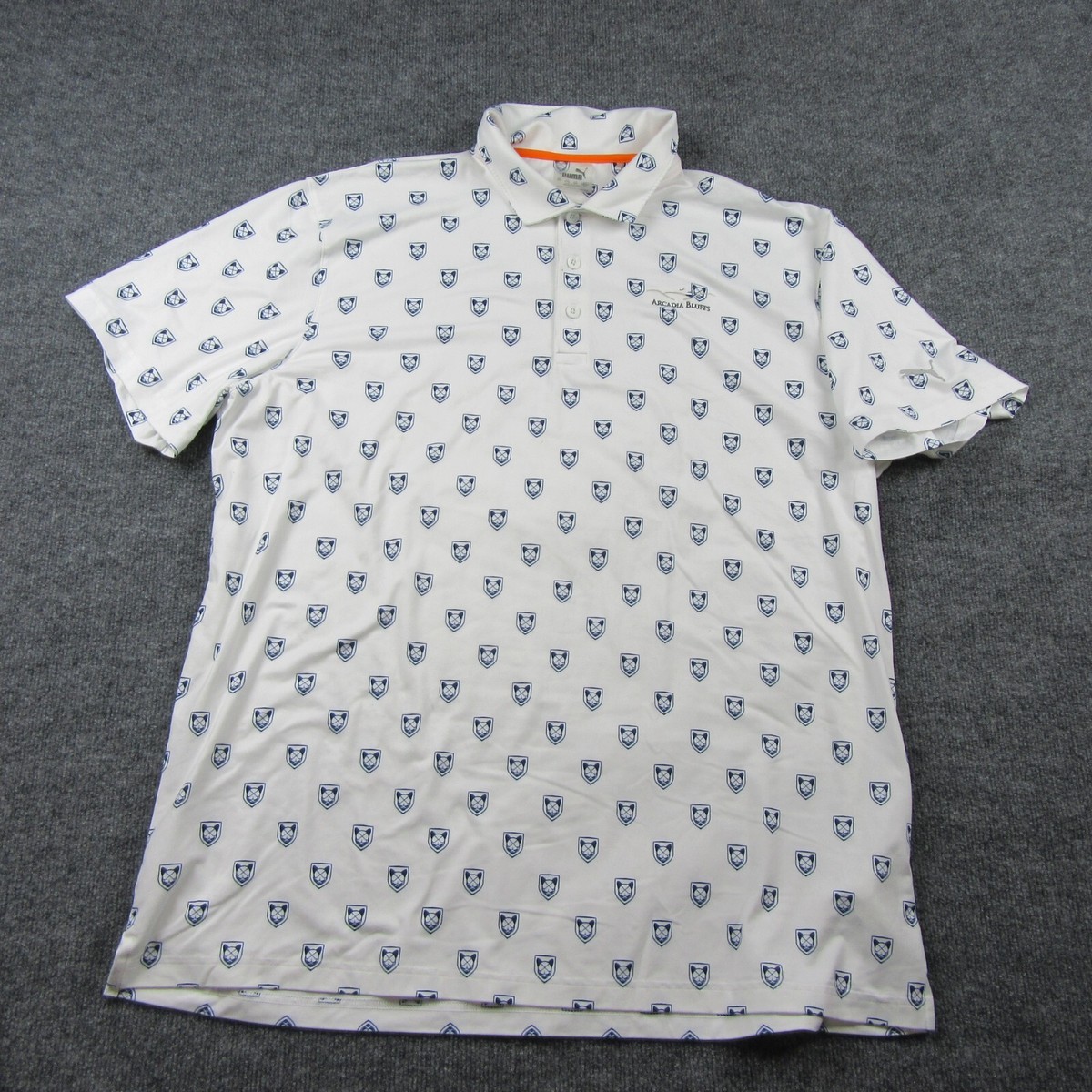 Puma Golf Polo Shirt Mens 2XL White Blue Skull Short Sleeve All Over Print  | eBay