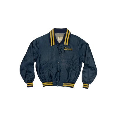 Vintage Delong Sportjacke Herren Medium Marineblau Made in USA bestickt