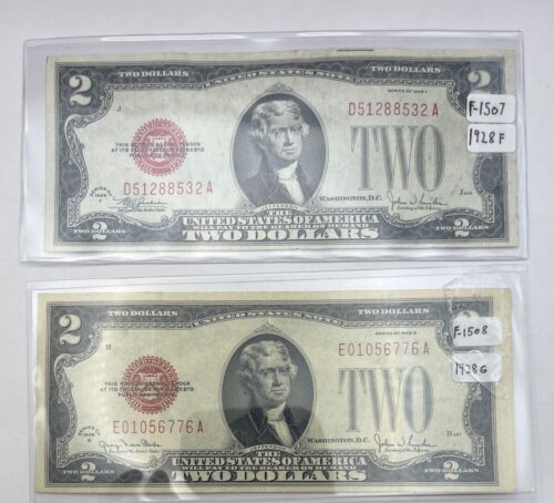 1928 F & G Two Dollar Bills