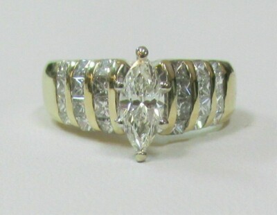 3 Ct Marquise Cut Simulated Solitaire Engagement Ring In 14K Yellow Gold Finish