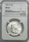 1961 D Franklin 50¢ NGC MS 64
