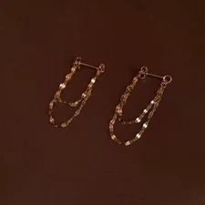 18K Gold Plated Gold Chain Tassel Dangle Drop Earrings for Women