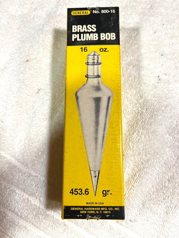 Stanley Solid Brass Plumb Bob, 16-Oz (800-16), NEW never used in Box