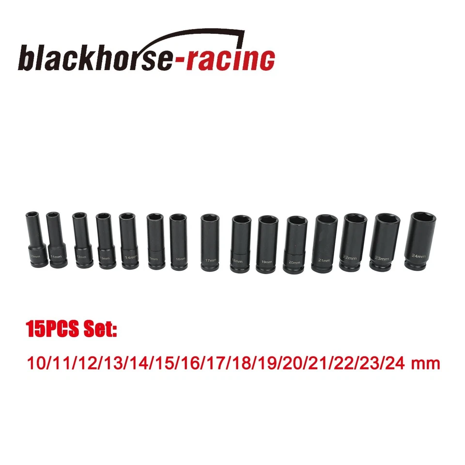 15 Pcs 1/2-Inch Drive Deep Impact Socket Set 6 Point Metric, (10-24 mm) | 4883 - Image 3 of 4