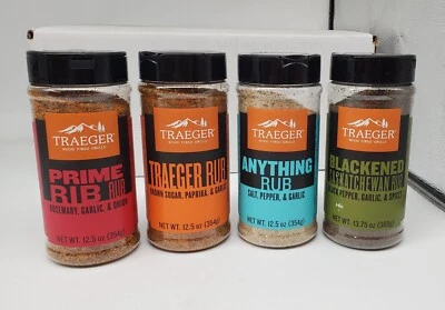 TRAEGER INDUSTRIES 4 Pack of Traeger Prime Rib, Traeger Rub, Blackened Saskatchewan, Anything Rub