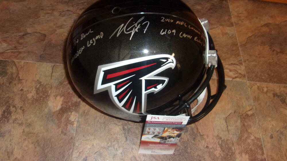 Michael Vick Atlanta Falcons Signed Full Size Replica "Stat" Helmet JSA 