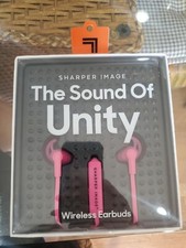 NEW IN BOX  Sharper Image The Sound of Unity Wireless Earbuds Neon Pink