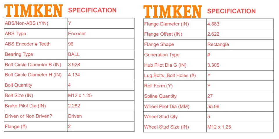 Conjunto de cojinete de rueda trasera y buje TIMKEN HA590522 para Crosstrek 2016-21 con ABS Foto 3 de 4